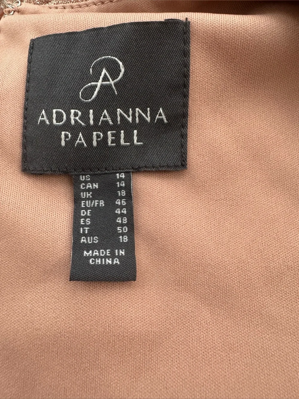 Adrianna Papell Metallic Pleat jumpsuit on rose gold size 14